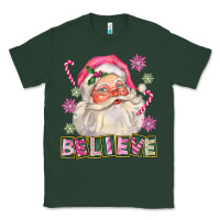Sports Green Pink Believe Santa Christmas Classic Tee - FaDigitalArtStudio