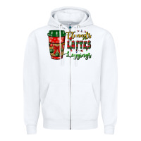 White flannels lattes leggings Zipper Hoodie - BundleAndBundleShop