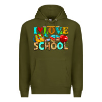 Army Green i love school Premium Hoodie - NancyCooperArtShop