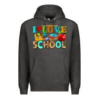 Charcoal Heather i love school Premium Hoodie - NancyCooperArtShop