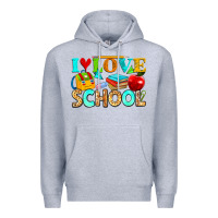 Heather Grey i love school Premium Hoodie - NancyCooperArtShop