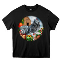 Black ameraucana rooster christmas Heavy Core Tee - LillyAllenDesigns