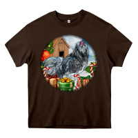 Chocolate Brown ameraucana rooster christmas Heavy Core Tee - LillyAllenDesigns