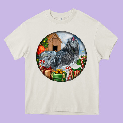 Ameraucana Rooster Christmas Heavy Core Tee Designed By Lillyallendesigns