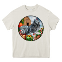 Cream ameraucana rooster christmas Heavy Core Tee - LillyAllenDesigns