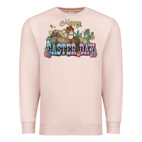 Pale Pink Happy Easter Day Rodeo Premium Sweatshirt - NancyCooperArtShop
