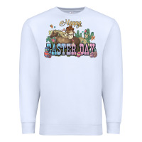 White Happy Easter Day Rodeo Premium Sweatshirt - NancyCooperArtShop