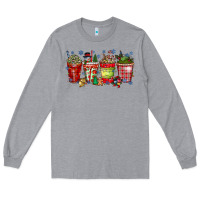 Heather Grey christmas drink Long Sleeve Tee - CowhideDigitalArt