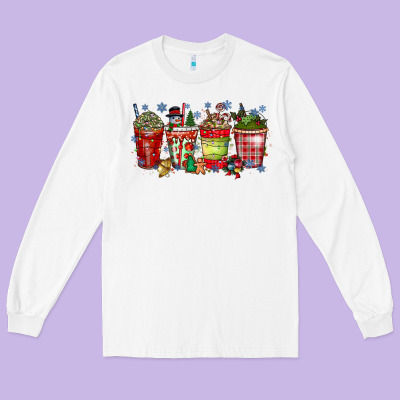 Christmas Drink Long Sleeve Tee Designed By Cowhidedigitalart
