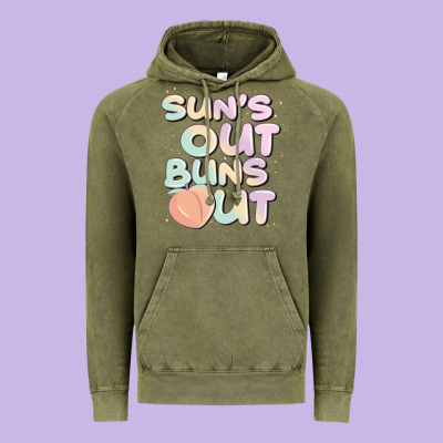 Sun's Out Buns Out Vintage Hoodie Designed By Jahusdesignshop