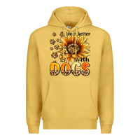 Antique Gold life is better with dogs sunflower Premium Hoodie - MaliasSmallBusiness