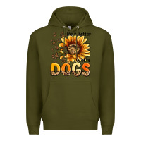 Army Green life is better with dogs sunflower Premium Hoodie - MaliasSmallBusiness