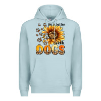 Blue Mist life is better with dogs sunflower Premium Hoodie - MaliasSmallBusiness