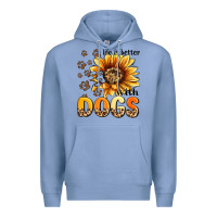 Colony Blue life is better with dogs sunflower Premium Hoodie - MaliasSmallBusiness