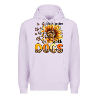 Lilac life is better with dogs sunflower Premium Hoodie - MaliasSmallBusiness