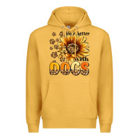 Mustard life is better with dogs sunflower Premium Hoodie - MaliasSmallBusiness