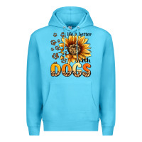 Ocean Blue life is better with dogs sunflower Premium Hoodie - MaliasSmallBusiness