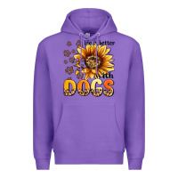 Purple life is better with dogs sunflower Premium Hoodie - MaliasSmallBusiness
