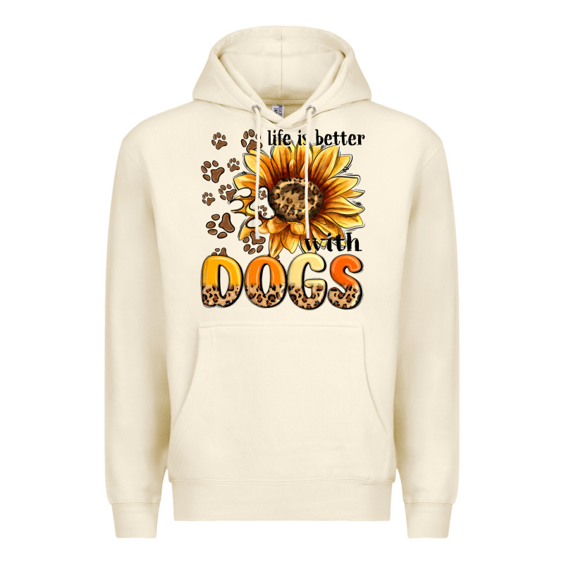 Life Is Better With Dogs Sunflower Premium Hoodie by MaliasSmallBusiness | Teevron