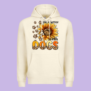 Life Is Better With Dogs Sunflower Premium Hoodie Designed By Maliassmallbusiness