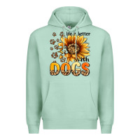 Seafoam life is better with dogs sunflower Premium Hoodie - MaliasSmallBusiness