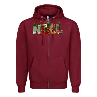Burgundy noel Zipper Hoodie - BundleAndBundleShop