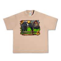 Burro black angus cattle and bull in barnyard Urban Heavy Tee - RanaPortraitStore
