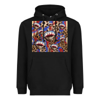 Black american flag lips leopard Heavyweight Hoodie - NancyCooperArtShop
