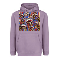 Lavender american flag lips leopard Heavyweight Hoodie - NancyCooperArtShop