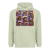 Matcha american flag lips leopard Heavyweight Hoodie - NancyCooperArtShop