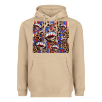 Mushroom american flag lips leopard Heavyweight Hoodie - NancyCooperArtShop
