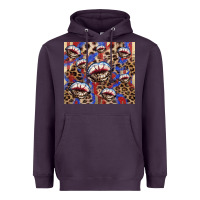 Plum american flag lips leopard Heavyweight Hoodie - NancyCooperArtShop