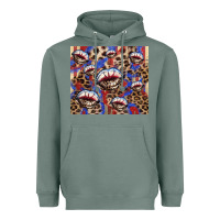 Sage american flag lips leopard Heavyweight Hoodie - NancyCooperArtShop