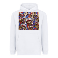 White american flag lips leopard Heavyweight Hoodie - NancyCooperArtShop
