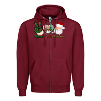 Burgundy peace love christmas Zipper Hoodie - BundleAndBundleShop