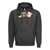 Charcoal Heather peace love christmas Zipper Hoodie - BundleAndBundleShop