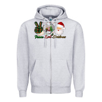 Heather Grey peace love christmas Zipper Hoodie - BundleAndBundleShop