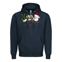 Navy peace love christmas Zipper Hoodie - BundleAndBundleShop