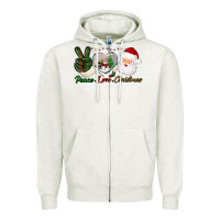 Oatmeal Heather peace love christmas Zipper Hoodie - BundleAndBundleShop