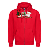 Red peace love christmas Zipper Hoodie - BundleAndBundleShop