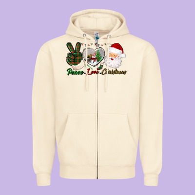 Peace Love Christmas Zipper Hoodie Designed By Bundleandbundleshop