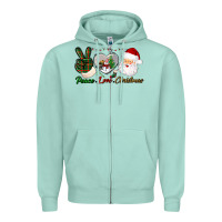 Seafoam peace love christmas Zipper Hoodie - BundleAndBundleShop