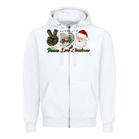 White peace love christmas Zipper Hoodie - BundleAndBundleShop