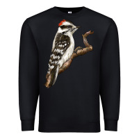 Black Downy Woodpecker Premium Sweatshirt - LillyAllenDesigns