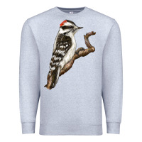 Heather Grey Downy Woodpecker Premium Sweatshirt - LillyAllenDesigns