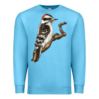 Ocean Blue Downy Woodpecker Premium Sweatshirt - LillyAllenDesigns