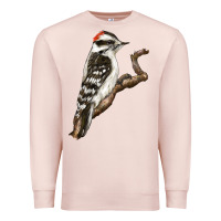 Pale Pink Downy Woodpecker Premium Sweatshirt - LillyAllenDesigns