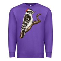 Purple Downy Woodpecker Premium Sweatshirt - LillyAllenDesigns