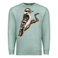Seafoam Downy Woodpecker Premium Sweatshirt - LillyAllenDesigns