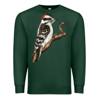 Sports Green Downy Woodpecker Premium Sweatshirt - LillyAllenDesigns